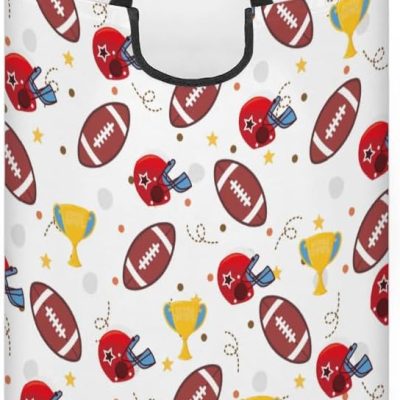 Collapsible Laundry Basket American Football Helmet,Laundry Hamper with Handle,Waterproof Foldable Dirty Cloth Toy Organizer for Laundry Room Living Room Bedroom Colleage Dorm
