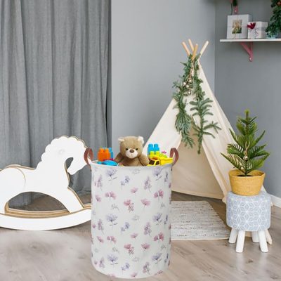 19.7’’ Waterproof Foldable Laundry Basket,Baby Girls Nursery Hamper,Dirty Clothes Hamper for Boys and Girls,Kids Toys/Books Bins, Gift Baskets, Room Decor(Watercolor Flower)