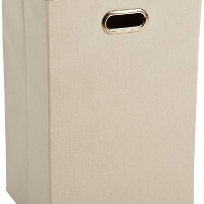 Rectangular Foldable Laundry Basket Hamper, Beige,Brown