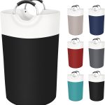 90L Laundry Basket, Freestanding Laundry Hamper, Collapsible Dirty Clothes Hamper, Waterproof Fabric with Foam Protected Aluminum Handles for College, Dorm, Family (Black)