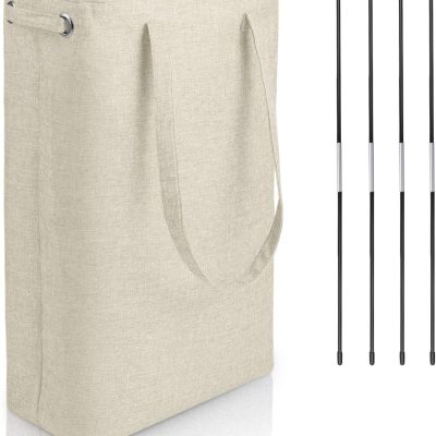 Slim Laundry Basket with Handles Collapsible Linen Hampers for Bedroom Storage Built-in Lining with Detachable Brackets Well-Holding Foldable Laundry Hamper for Toys Clothing Organization