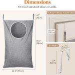 Over Door Laundry Hamper, Large Collapsible Hanging Laundry Hamper, Hanging Laundry Basket Bag for Bathroom Bedroom Dirty Clothes Storage Organizer, Light Gray