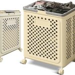 50L Slim foldable Storage Basket with Wheels and Handles – Heavy-duty mesh storage rack for yoga mats, gym equipment, laundry room space-saving rolling basket for home gym, bathroom, bedroom