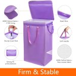 75L Slim Laundry Hamper with Lid,Large Foldable Laundry Basket with Removable Bag and Handles Tall Collapsible Dirty Clothes Basket Great for Bedroom, Bathroom, Dorm, College,RV.(Purple, 75L)