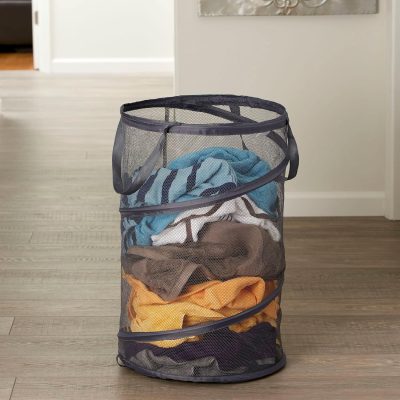 2027-1 Pop-Up Collapsible Mesh Laundry Hamper | Charcoal