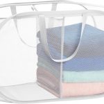 Foldable Laundry Basket – Popup and Collapsible, Durable Mesh Material, Folds for Storage, Easy Carry Handles, Hamper for College Dorm, Laundry Room or Travel (White | 2-Compartments)