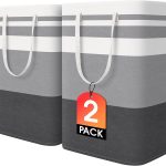 2-Pack Large Laundry Basket, Waterproof, Freestanding Laundry Hamper, Collapsible Tall Clothes Hamper with Extended Handles for Clothes Toys in the Dorm and Family-(Gradient Grey, 75L)