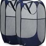 Collapsible Mesh Pop Up Hamper with Wide Opening and Side Pocket – Breathable, Sturdy, Foldable, and Space-Saving Design for Clothes and Storage. (Blue | 2-Pack)